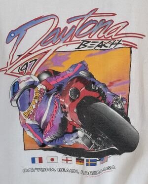 J. Galt Daytona Beach ’97 Motorcycle Racing White Hoodie 2XL Made In USA